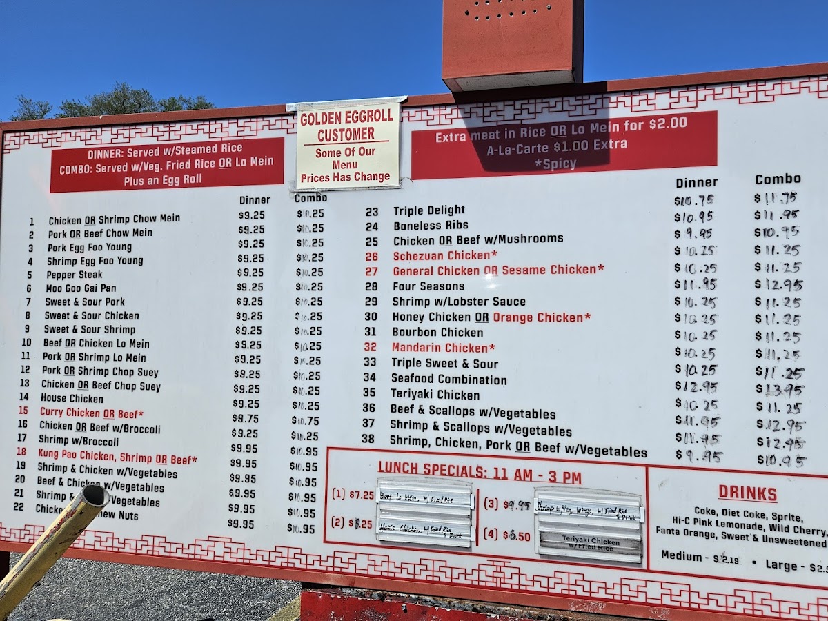 Golden Egg Roll Menu - Image 1